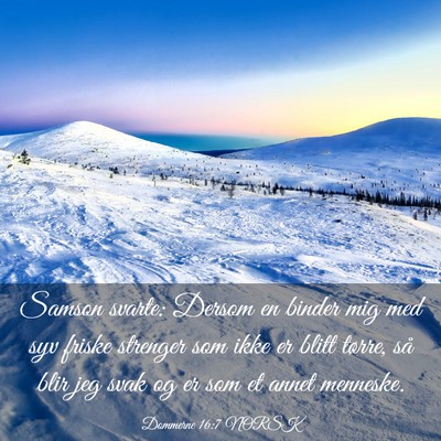 Picture 03 - Dommerne 16:7 NORSK - Samson svarte: Dersom en binder mig med syv - Bible Verse Picture