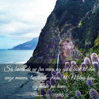 Picture 03 - Dommerne 18:15 NORSK - Så bøide de av fra veien og gikk bort til den - Bible Verse Picture