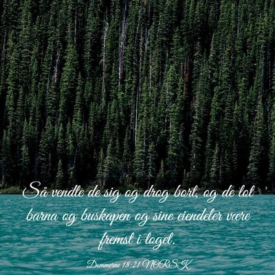 Picture 03 - Dommerne 18:21 NORSK - Så vendte de sig og drog bort, og de lot barna - Bible Verse Picture