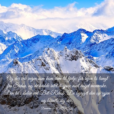 Picture 03 - Dommerne 18:28 NORSK - Og der var ingen som kom dem til hjelp; for byen - Bible Verse Picture