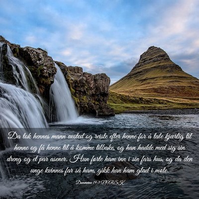 Picture 03 - Dommerne 19:3 NORSK - Da tok hennes mann avsted og reiste efter henne - Bible Verse Picture