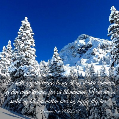 Picture 03 - Dommerne 19:6 NORSK - De satte sig da begge to og åt og drakk sammen, - Bible Verse Picture