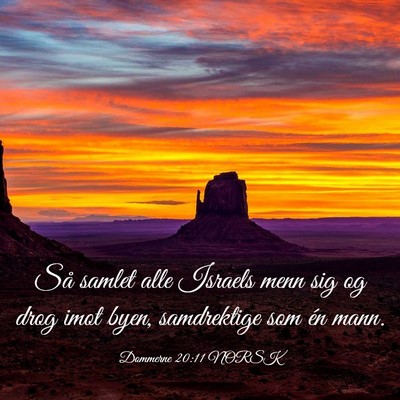 Picture 03 - Dommerne 20:11 NORSK - Så samlet alle Israels menn sig og drog imot - Bible Verse Picture