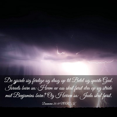 Picture 03 - Dommerne 20:18 NORSK - De gjorde sig ferdige og drog op til Betel og - Bible Verse Picture