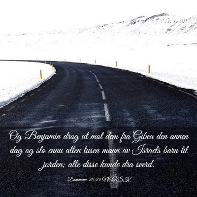 Picture 03 - Dommerne 20:25 NORSK - Og Benjamin drog ut mot dem fra Gibea den annen - Bible Verse Picture