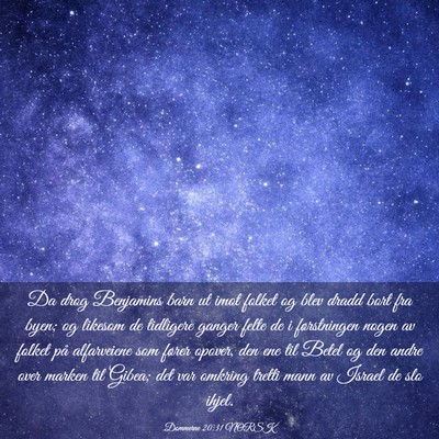 Picture 03 - Dommerne 20:31 NORSK - Da drog Benjamins barn ut imot folket og blev - Bible Verse Picture