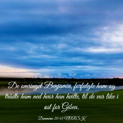 Picture 03 - Dommerne 20:43 NORSK - De omringet Benjamin, forfulgte ham og trådte - Bible Verse Picture