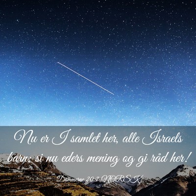 Picture 03 - Dommerne 20:7 NORSK - Nu er I samlet her, alle Israels barn; si nu - Bible Verse Picture