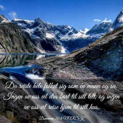 Picture 03 - Dommerne 20:8 NORSK - Da reiste hele folket sig som én mann og sa: - Bible Verse Picture