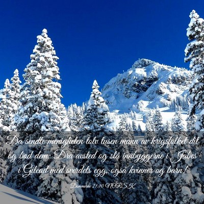 Picture 03 - Dommerne 21:10 NORSK - Da sendte menigheten tolv tusen mann av - Bible Verse Picture
