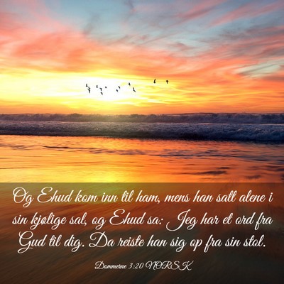 Picture 03 - Dommerne 3:20 NORSK - Og Ehud kom inn til ham, mens han satt alene i - Bible Verse Picture