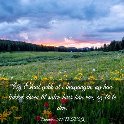 Picture 03 - Dommerne 3:23 NORSK - Og Ehud gikk ut i buegangen, og han lukket døren - Bible Verse Picture