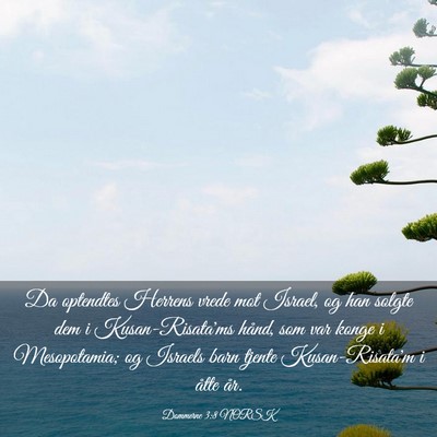 Picture 03 - Dommerne 3:8 NORSK - Da optendtes Herrens vrede mot Israel, og han - Bible Verse Picture