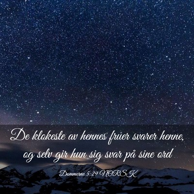 Picture 03 - Dommerne 5:29 NORSK - De klokeste av hennes fruer svarer henne, og selv - Bible Verse Picture
