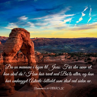 Picture 03 - Dommerne 6:30 NORSK - Da sa mennene i byen til Joas: Før din sønn ut, - Bible Verse Picture