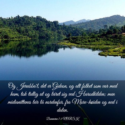 Picture 03 - Dommerne 7:1 NORSK - Og Jerubba'l, det er Gideon, og alt folket som - Bible Verse Picture