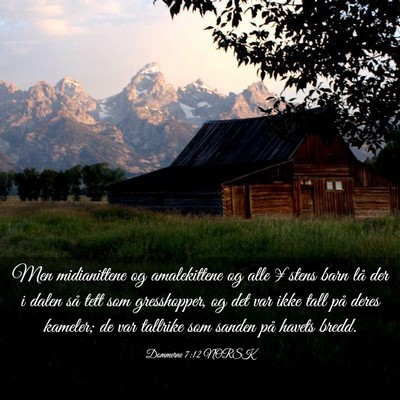 Picture 03 - Dommerne 7:12 NORSK - Men midianittene og amalekittene og alle ¥stens - Bible Verse Picture