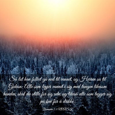 Picture 03 - Dommerne 7:5 NORSK - Så lot han folket gå ned til vannet, og Herren - Bible Verse Picture