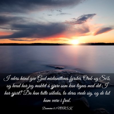 Picture 03 - Dommerne 8:3 NORSK - I eders hånd gav Gud midianittenes fyrster, Oreb - Bible Verse Picture