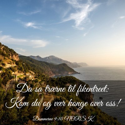 Picture 03 - Dommerne 9:10 NORSK - Da sa trærne til fikentreet: Kom du og vær - Bible Verse Picture