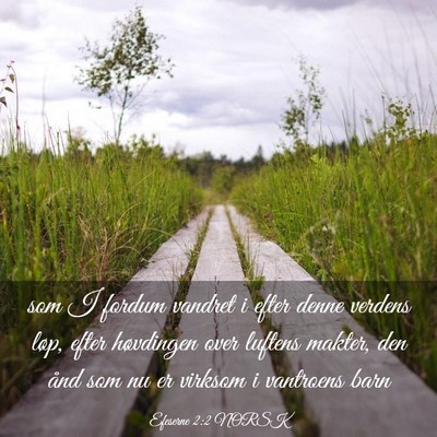 Picture 03 - Efeserne 2:2 NORSK - som I fordum vandret i efter denne verdens løp, - Bible Verse Picture