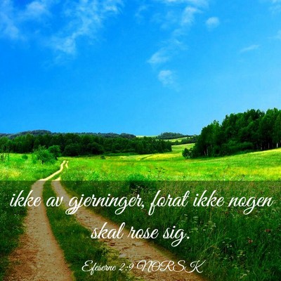 Picture 03 - Efeserne 2:9 NORSK - ikke av gjerninger, forat ikke nogen skal rose - Bible Verse Picture