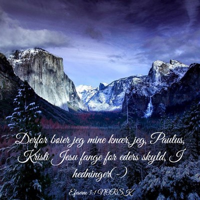 Picture 03 - Efeserne 3:1 NORSK - Derfor bøier jeg mine knær, jeg, Paulus, Kristi - Bible Verse Picture