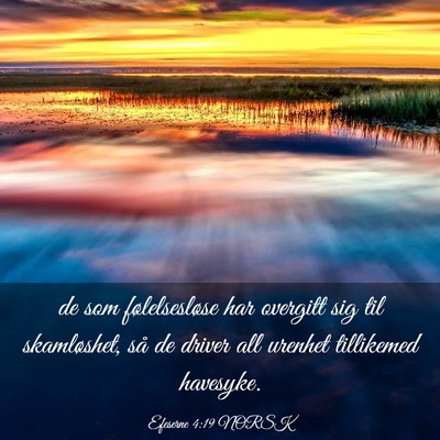 Picture 03 - Efeserne 4:19 NORSK - de som følelsesløse har overgitt sig til - Bible Verse Picture