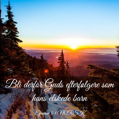 Picture 03 - Efeserne 5:1 NORSK - Bli derfor Guds efterfølgere som hans elskede - Bible Verse Picture