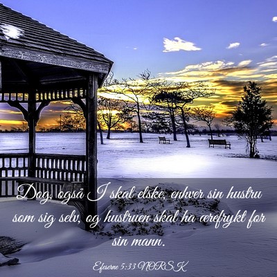 Picture 03 - Efeserne 5:33 NORSK - Dog, også I skal elske, enhver sin hustru som - Bible Verse Picture
