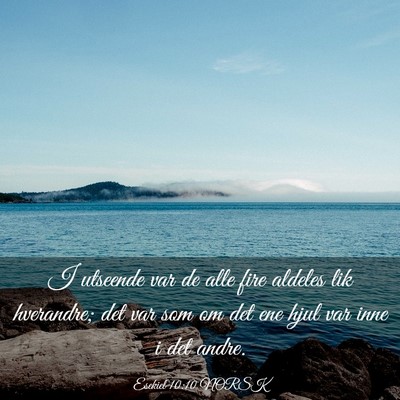 Picture 03 - Esekiel 10:10 NORSK - I utseende var de alle fire aldeles lik - Bible Verse Picture