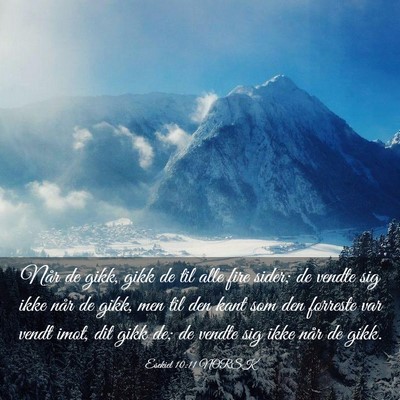 Picture 03 - Esekiel 10:11 NORSK - Når de gikk, gikk de til alle fire sider; de - Bible Verse Picture