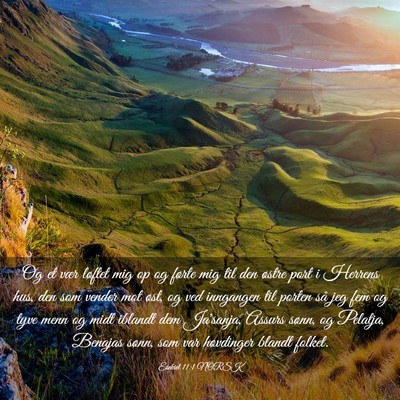 Picture 03 - Esekiel 11:1 NORSK - Og et vær løftet mig op og førte mig til den - Bible Verse Picture