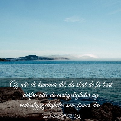 Picture 03 - Esekiel 11:18 NORSK - Og når de kommer dit, da skal de få bort derfra - Bible Verse Picture