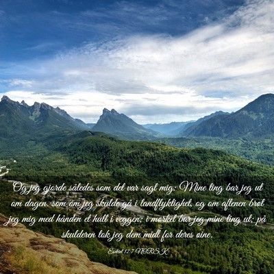 Picture 03 - Esekiel 12:7 NORSK - Og jeg gjorde således som det var sagt mig: Mine - Bible Verse Picture