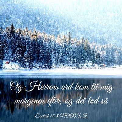 Picture 03 - Esekiel 12:8 NORSK - Og Herrens ord kom til mig morgenen efter, og det - Bible Verse Picture