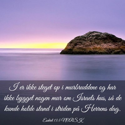 Picture 03 - Esekiel 13:5 NORSK - I er ikke steget op i murbruddene og har ikke - Bible Verse Picture