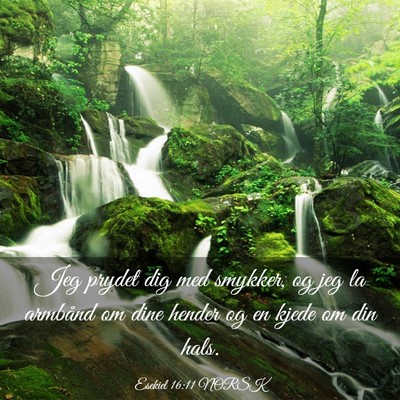 Picture 03 - Esekiel 16:11 NORSK - Jeg prydet dig med smykker, og jeg la armbånd om - Bible Verse Picture