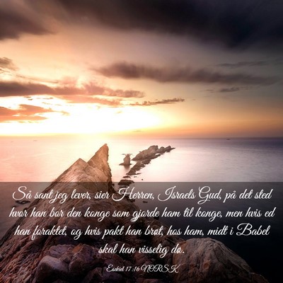 Picture 03 - Esekiel 17:16 NORSK - Så sant jeg lever, sier Herren, Israels Gud, på - Bible Verse Picture