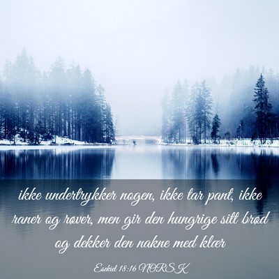Picture 03 - Esekiel 18:16 NORSK - ikke undertrykker nogen, ikke tar pant, ikke - Bible Verse Picture