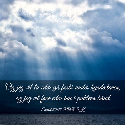 Picture 03 - Esekiel 20:37 NORSK - Og jeg vil la eder gå forbi under hyrdestaven, - Bible Verse Picture