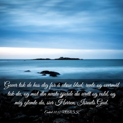 Picture 03 - Esekiel 22:12 NORSK - Gaver tok de hos dig for å utøse blod; rente og - Bible Verse Picture