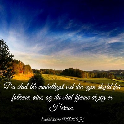 Picture 03 - Esekiel 22:16 NORSK - Du skal bli vanhelliget ved din egen skyld for - Bible Verse Picture