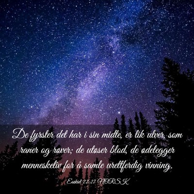 Picture 03 - Esekiel 22:27 NORSK - De fyrster det har i sin midte, er lik ulver, som - Bible Verse Picture