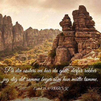 Picture 03 - Esekiel 23:31 NORSK - På din søsters vei har du gått; derfor rekker - Bible Verse Picture