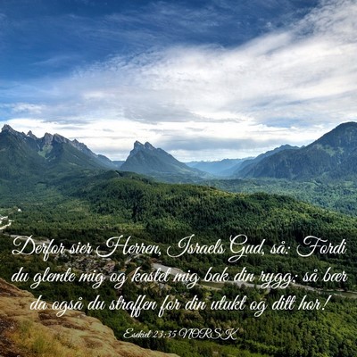 Picture 03 - Esekiel 23:35 NORSK - Derfor sier Herren, Israels Gud, så: Fordi du - Bible Verse Picture