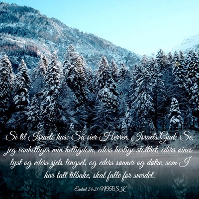 Picture 03 - Esekiel 24:21 NORSK - Si til Israels hus: Så sier Herren, Israels Gud: - Bible Verse Picture
