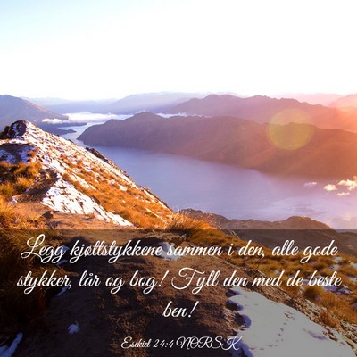 Picture 03 - Esekiel 24:4 NORSK - Legg kjøttstykkene sammen i den, alle gode - Bible Verse Picture