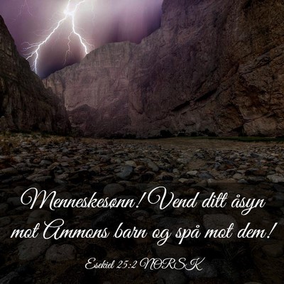 Picture 03 - Esekiel 25:2 NORSK - Menneskesønn! Vend ditt åsyn mot Ammons barn og - Bible Verse Picture