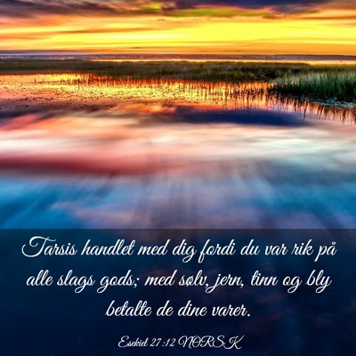 Picture 03 - Esekiel 27:12 NORSK - Tarsis handlet med dig fordi du var rik på alle - Bible Verse Picture
